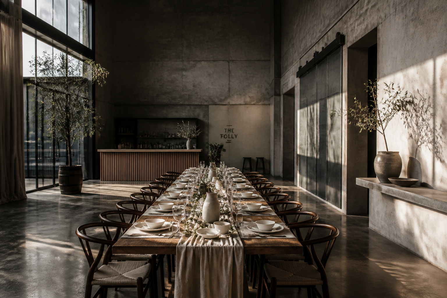 A minimalist and modern South African wedding venue with refined architectural details.