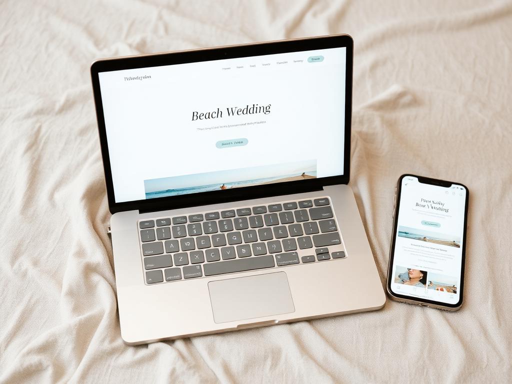 Example Beach Wedding website home page