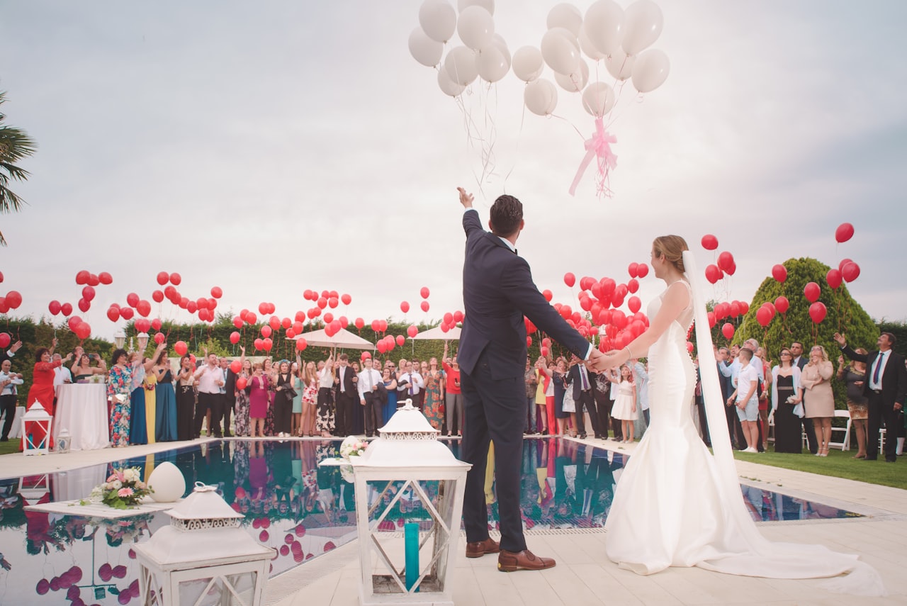 Wedding ceremony with guests in a beautiful setting